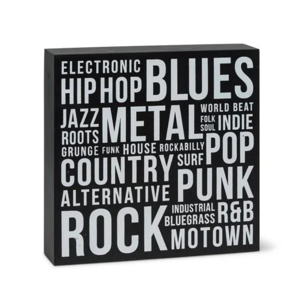 Music Genres Wooden Text Block Decor